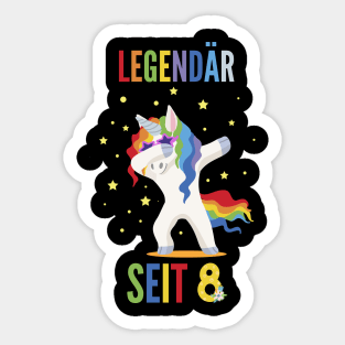 8th birthday unicorn Sticker